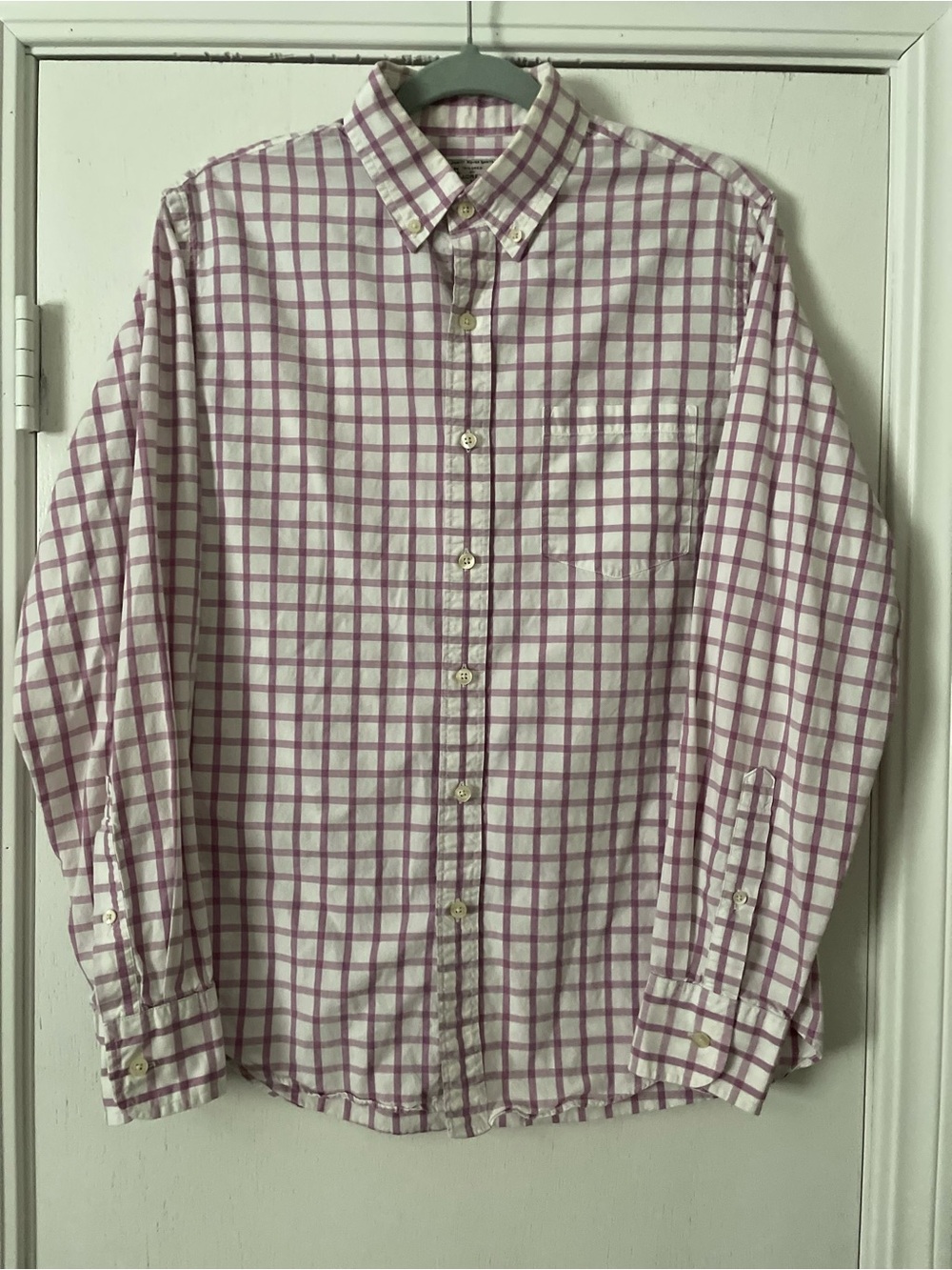 Vintage J. Crew Pink and White Plaid Button-Down Shirt